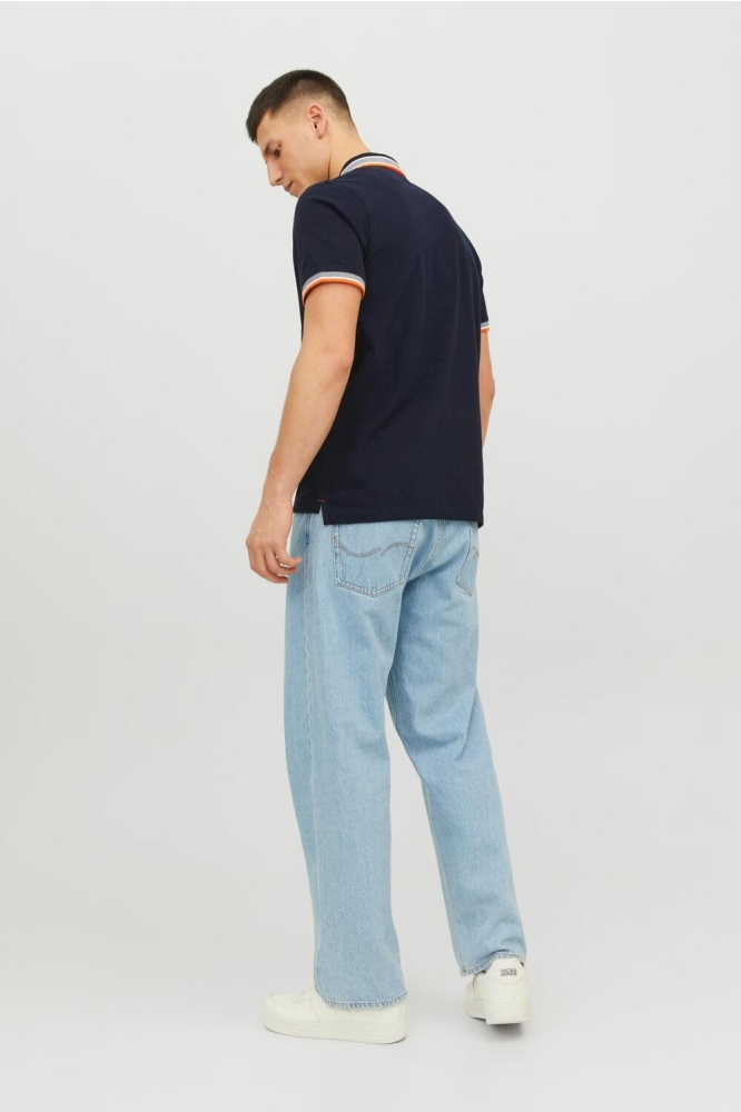 JJEPAULOS POLO SS NOOS 12136668 BLACK NAVY/NEON